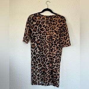 Nasty Gal Sheer Leopard Animal Print Blouse / Mini Dress